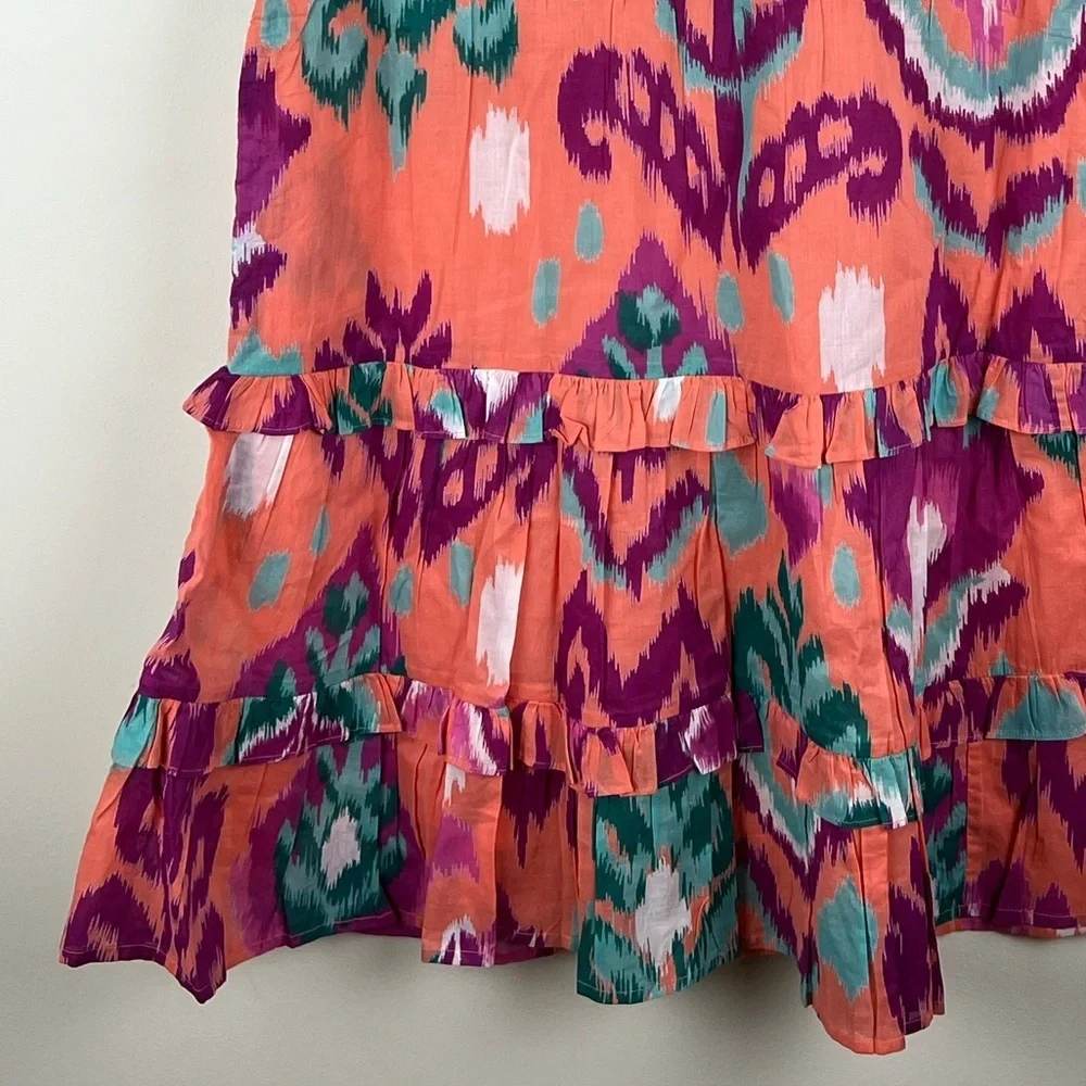 Banjanan Becca Sleeveless Organic Cotton Tiered Dress Floral Spice - Picture 7 of 9